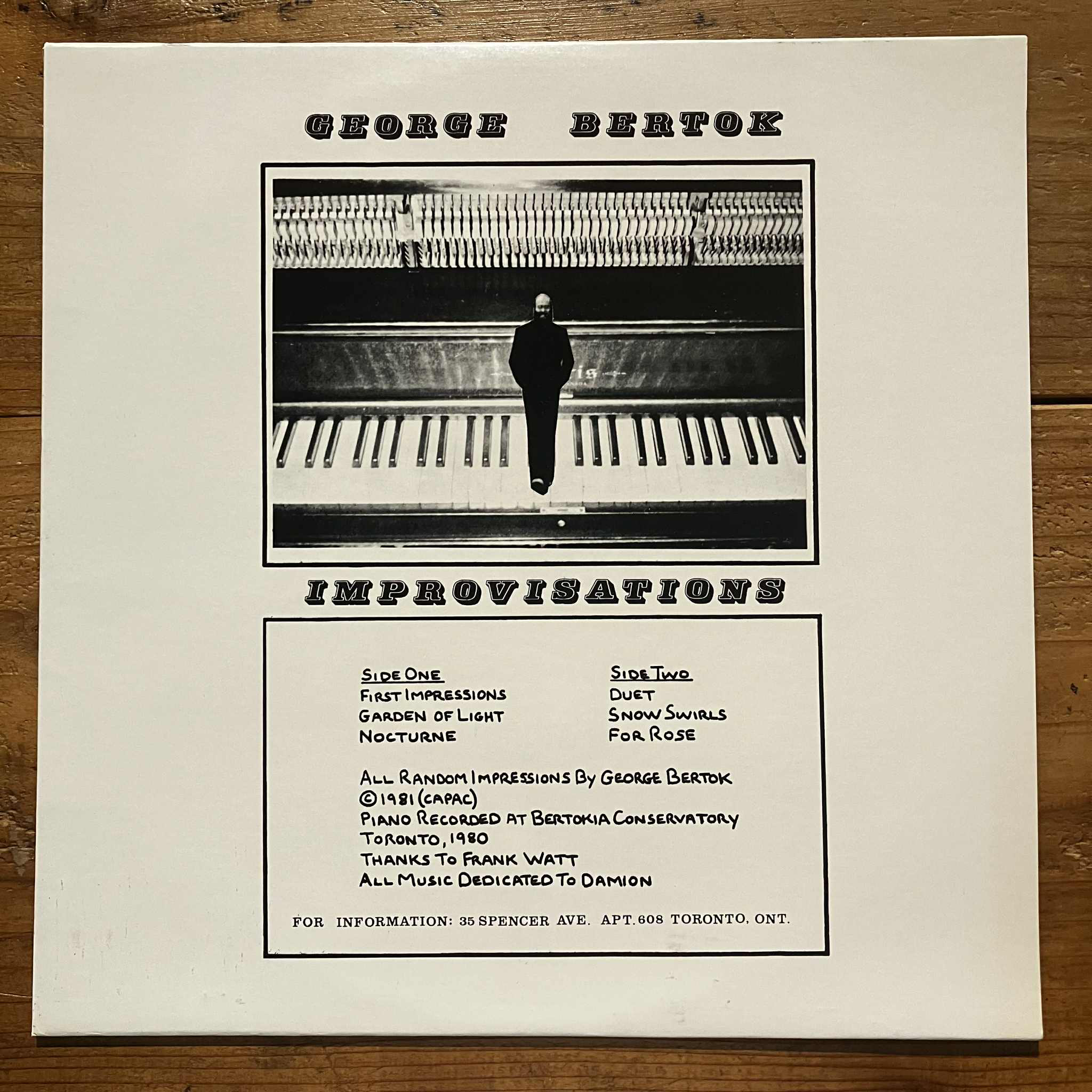 George Bertok - Improvisations (LP) – pianola records